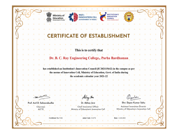 Establishment Certificate